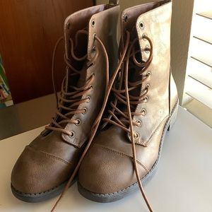 Tan boots, combat style